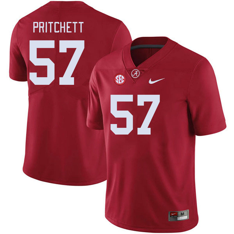 Men #57 Elijah Pritchett Alabama Crimson Tide College Footabll Jerseys Stitched-Crimson